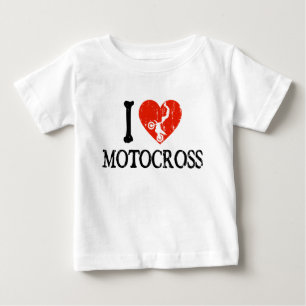 Camiseta Para Bebê Mim motocross do coração