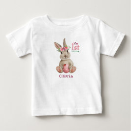 Camiseta Para Bebê Minha 1ª Páscoa - Coelho e Ovo Pintado