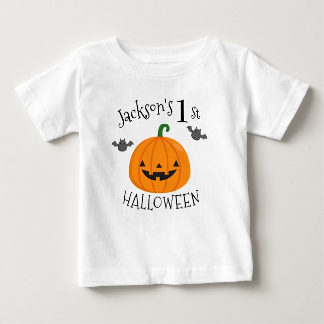 Camiseta Para Bebê Minha Abóbora de Halloween de 1rua Personalizada (Frente)
