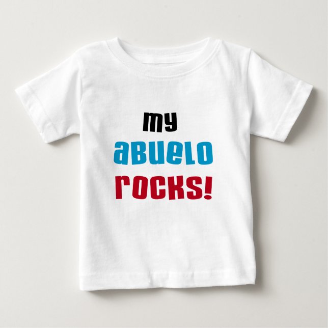 Camiseta Para Bebê Minha Abuelo Rocks T-shirts e presentes (Frente)