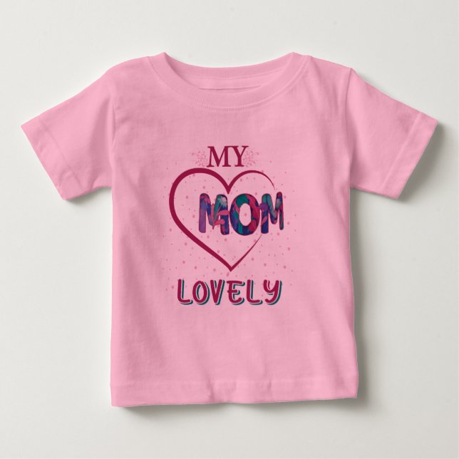 Camiseta Para Bebê Minha adorável mãe (Frente)