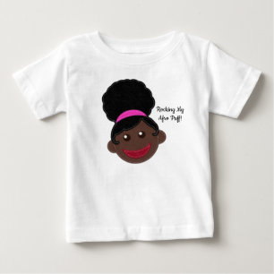Camiseta Para Bebê Minha Afro Puff Balançando! Cabelo Natural de Cria