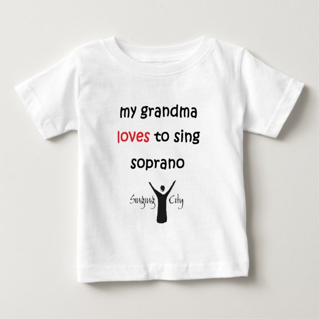 Camiseta Para Bebê Minha avó adora cantar soprano (Frente)