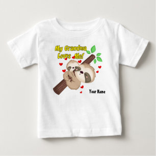 Camiseta Para Bebê Minha avó ama-me preguiça