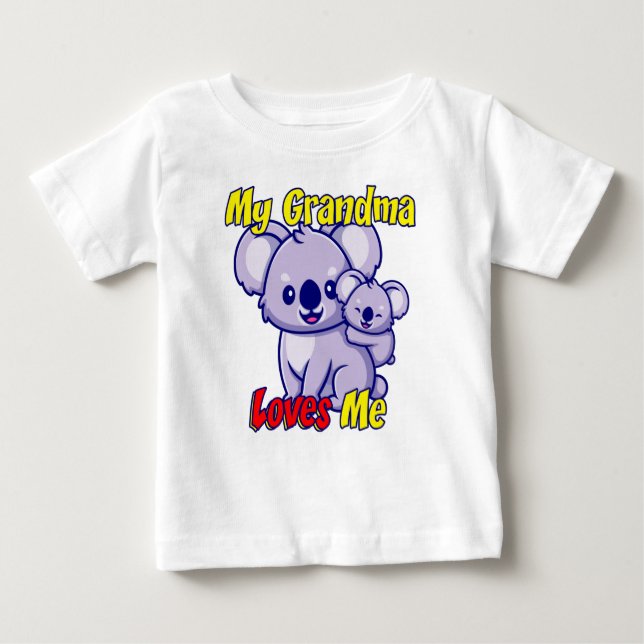 Camiseta Para Bebê Minha Avó Me Ama Coala Bebê T-Shirt (Frente)