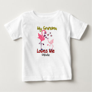 Camiseta Para Bebê Minha avó me ama Flamingo