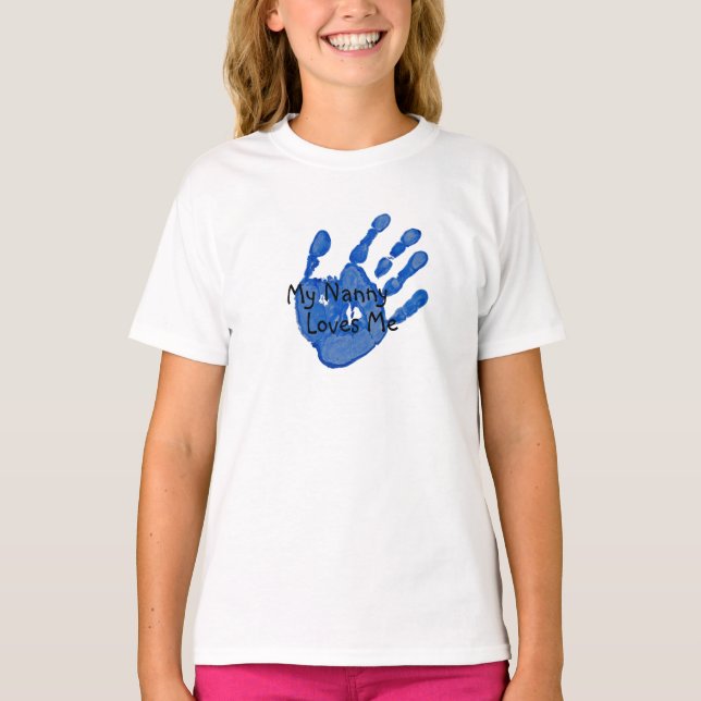 Camiseta Para Bebê "Minha babá me ama"-Azul (Frente)