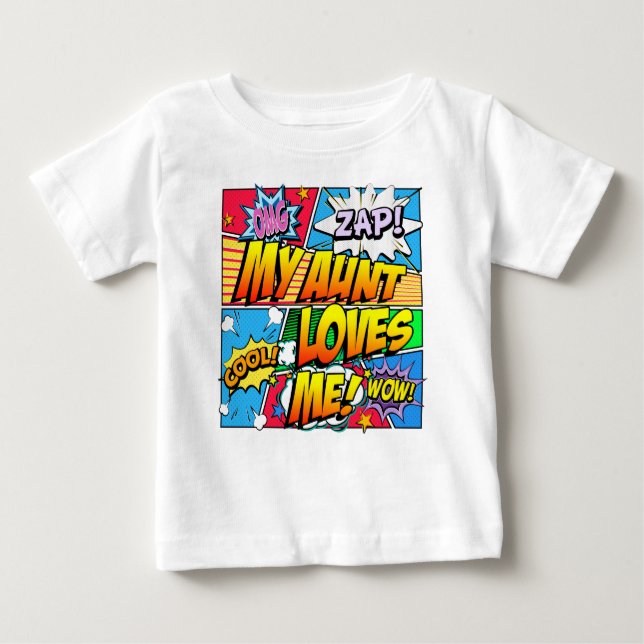 Camiseta Para Bebê Minha banda desenhada da tia Amor Me (Frente)