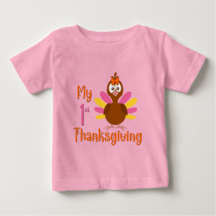 Camiseta Para Bebê Minha Camiseta de Bebê Menina do 1º Dia de Ação de