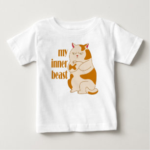Camiseta Para Bebê Minha citação motivadora de gato preguiçoso e gord