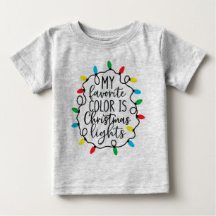 Camiseta Para Bebê Minha cor favorita é a das luzes de Natal