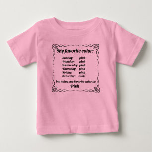 Camiseta Para Bebê Minha cor favorita é rosa