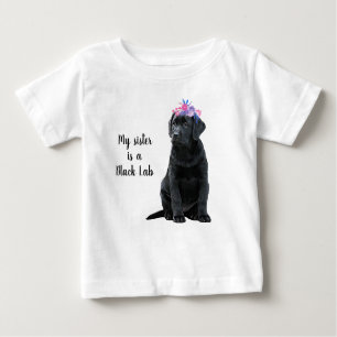 Camiseta Para Bebê Minha irmã é uma Preta Lab - Preto Labrador