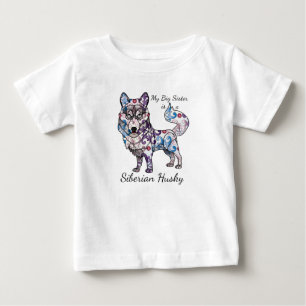 Camiseta Para Bebê Minha Irmã Grande é um Casaco-de-Oz Siberiano