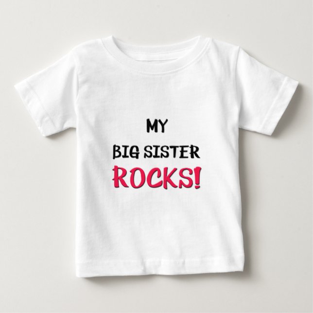 Camiseta Para Bebê Minha Irmã Grande Rochas (Frente)