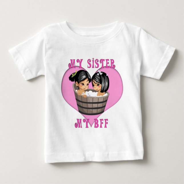 Camiseta Para Bebê Minha Irmã MY BFF Bath (Frente)