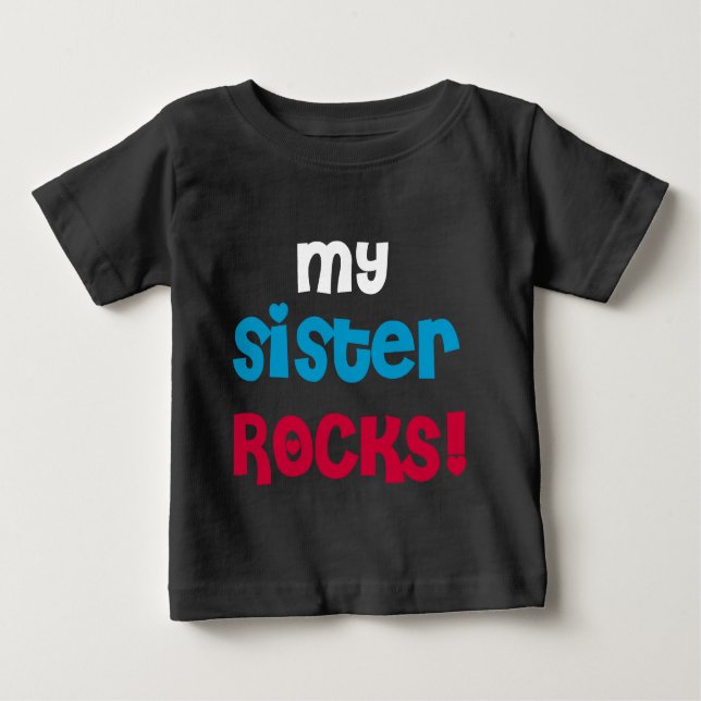 Camiseta Para Bebê Minha Irmã Rocks (Frente)