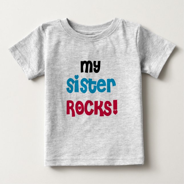 Camiseta Para Bebê Minha Irmã Rocks (Frente)