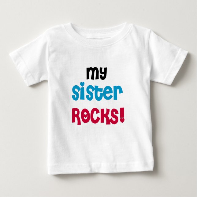 Camiseta Para Bebê Minha Irmã Rocks (Frente)
