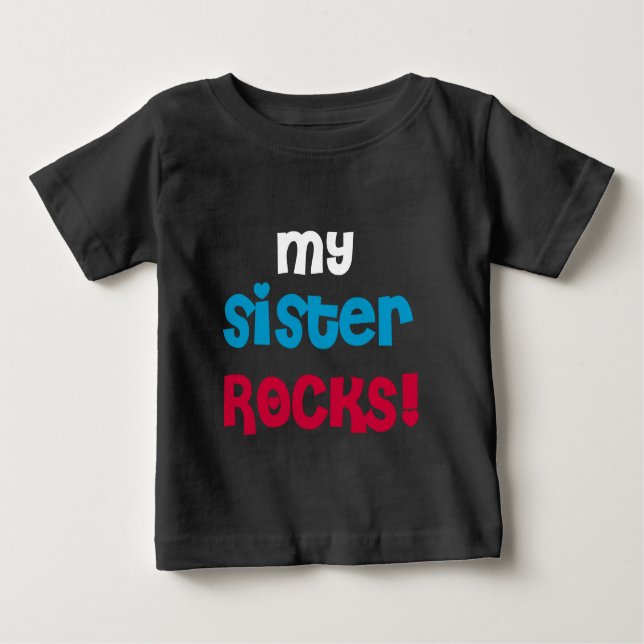 Camiseta Para Bebê Minha Irmã Rocks (Frente)