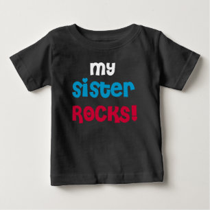 Camiseta Para Bebê Minha Irmã Rocks