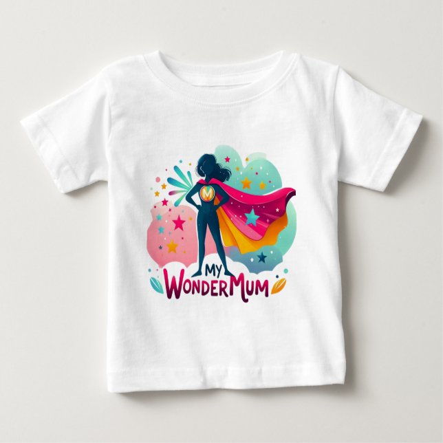 Camiseta Para Bebê Minha Mãe Maravilha (Frente)
