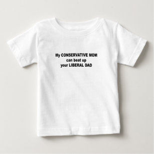 Camiseta Para Bebê Minha mamã conservadora pode bater acima seu pai