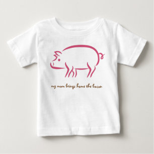 Camiseta Para Bebê minha mamã traz em casa o bacon, mães de