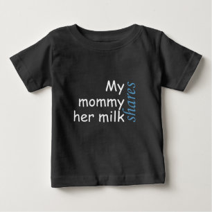 Camiseta Para Bebê Minha mamãe compartilha seu escrevendo branco e az