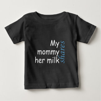 Camiseta Para Bebê Minha mamãe compartilha seu escrevendo branco e az