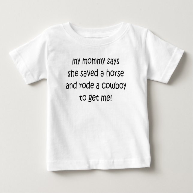 CAMISETA PARA BEBÊ MINHA MAMÃE DIZ QUE SALVAR UM CAVALO (Frente)