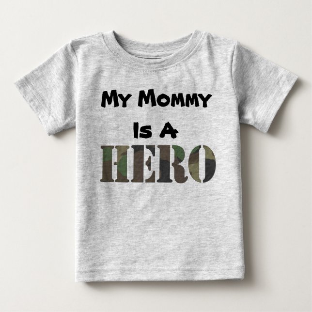 Camiseta Para Bebê Minha Mamãe É Um Herói (Frente)