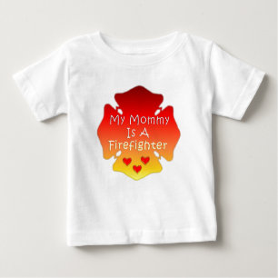 Camiseta Para Bebê Minha mamãe é um sapador-bombeiro