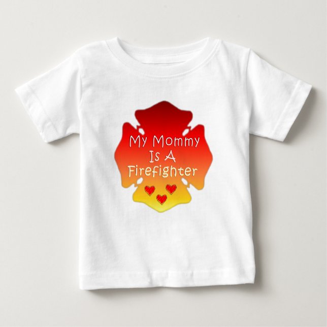 Camiseta Para Bebê Minha mamãe é um sapador-bombeiro (Frente)