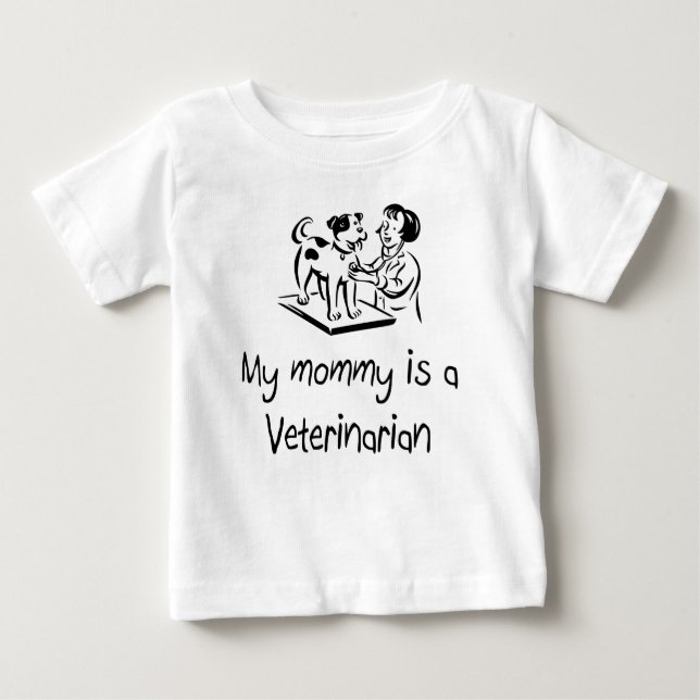 Camiseta Para Bebê Minha mamãe é um t-shirt infantil veterinário (Frente)