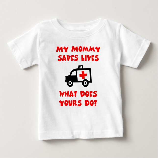 Camiseta Para Bebê Minha mamãe salvar o t-shirt das vidas (Frente)
