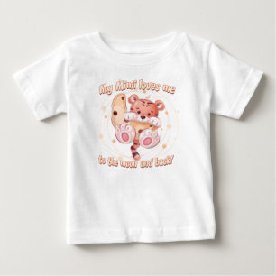 Camiseta Para Bebê Minha Mimi me ama na lua e no Tigre