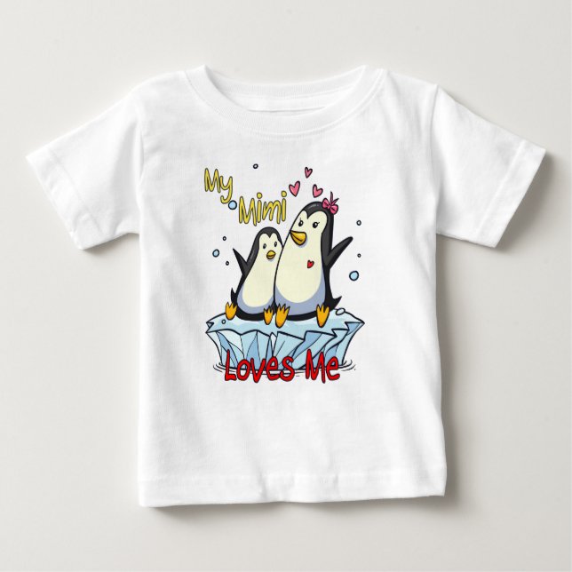 Camiseta Para Bebê Minha Mimi Me Ama Pinguim (Frente)