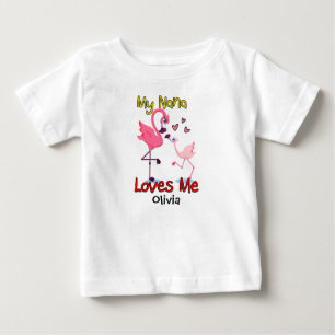 Camiseta Para Bebê Minha Nana me ama Flamingo