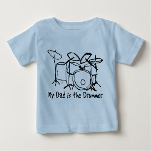 Camiseta Para Bebê Minha Pai é o Drummer