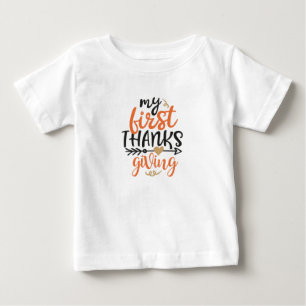 Camiseta Para Bebê Minha Primeira Ação de Graças