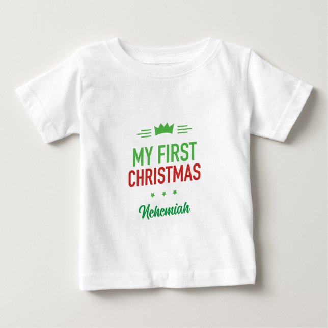 Camiseta Para Bebê Minha Primeira Camiseta de Natal do Bebê (Frente)