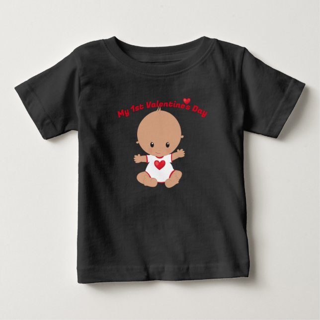 Camiseta Para Bebê Minha Primeira Camiseta Dia de os namorados Bebê (Frente)