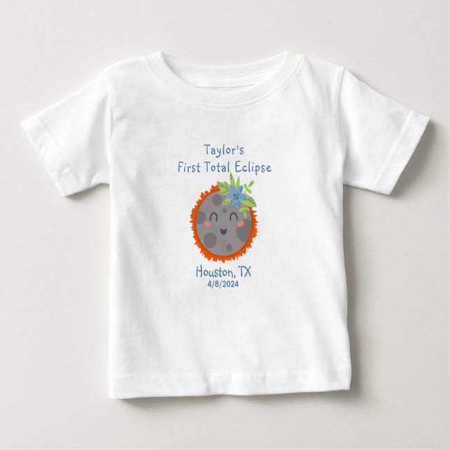 Camiseta Para Bebê Minha Primeira Cidade Personalizada do Eclipse Tot (Frente)