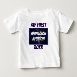 Camiseta Para Bebê Minha Primeira Família Marinho de Reunião Azul