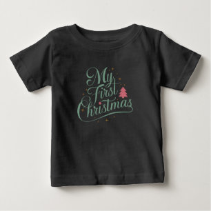 Camiseta Para Bebê Minha Primeira Família Matriz de Natal Novato do N