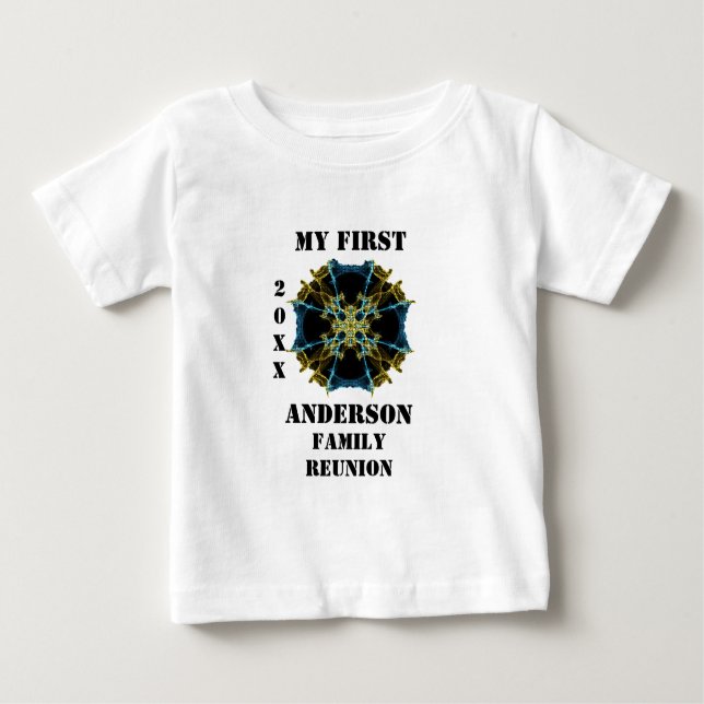 Camiseta Para Bebê Minha Primeira Família Reunião Caleidoscópio (Frente)