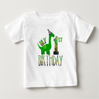 Camiseta Para Bebê Minha Primeira Festa de Dinossauro de Aniversário