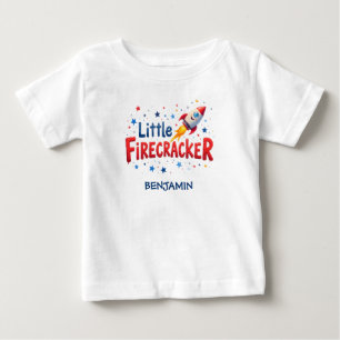 Camiseta Para Bebê Minha Primeira Festa de Quatro de Julho Foguete Ga