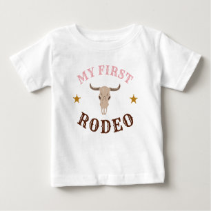 Camiseta Para Bebê Minha Primeira Garota Ocidental Rodeo Primeiro Ros